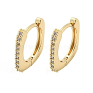 Brass Micro Pave Clear Cubic Zirconia Hoop Earrings, Square, Light Gold, 14x2mm(EJEW-E295-28KCG)