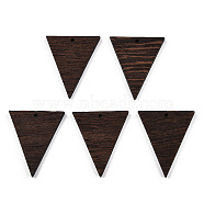 Natural Wenge Wood Pendants, Undyed, Triangle Charms, Coconut Brown, 37.5x31.5x3.5mm, Hole: 2mm(WOOD-T023-61)