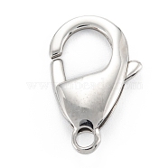 304 Stainless Steel Lobster Claw Clasps, Parrot Trigger Clasps, Stainless Steel Color, 21x13x4mm, Hole: 2.2mm(STAS-C024-12P)