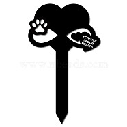 Acrylic Garden Stake, Ground Insert Decor, for Yard, Lawn, Garden Decoration, with Memorial Words Forever In Our Heart, Paw Print, 250x150mm(AJEW-WH0382-003)