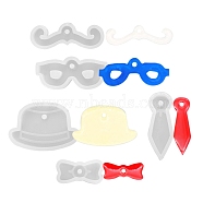 10Pcs 5 Style Pendant Silicone Molds, Resin Casting Molds, For UV Resin, Epoxy Resin Jewelry Making, Hat & Bowknot & Tie & Mustache & Glasses, White, 15~38x14~46x8mm, Hole: 2.5mm, 2pcs/style(DIY-LS0003-15)