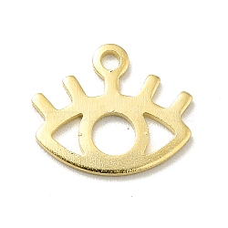 Brass Charms, Long-Lasting Plated, Cadmium Free & Lead Free, Eye, Real 24K Gold Plated, 10.5x12.5x0.8mm, Hole: 1.4mm(KK-H435-23G)