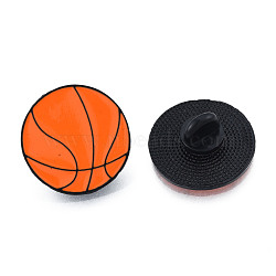 Basketball Enamel Pin, Electrophoresis Black Plated Alloy Sport Theme Badge for Backpack Clothes, Nickel Free & Lead Free, Chocolate, 26mm(JEWB-N007-179)