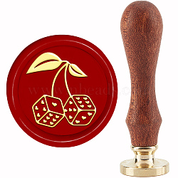 Brass Wax Seal Stamp with Handle, for DIY Scrapbooking, Cherry Pattern, 89x30mm(AJEW-WH0184-0953)