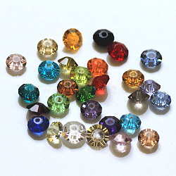 Imitation Austrian Crystal Beads, Grade AAA, Faceted, Flat Round, Mixed Color, 4.5x2.5mm, Hole: 0.7~0.9mm(SWAR-F061-2x5mm-M)