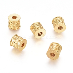 Alloy Beads, Long-Lasting Plated, Column with Ancient Coins, Golden, 8x8.5mm, Hole: 3mm(X-PALLOY-G181-04G)