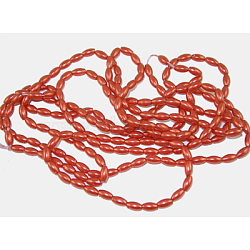 Acrylic Beads, Imitation Pearl Style, Red, about 4mm wide, 8mm long, hole: 1mm, 7000pcs/500g(PL652-1)