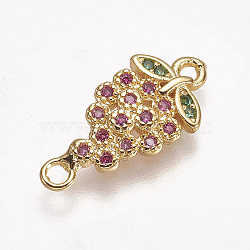 Brass Micro Pave Cubic Zirconia Links, Grape, Colorful, Golden, 17x8x2mm, Hole: 1.5mm(ZIRC-A009-23G)