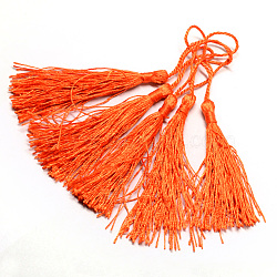 Polyester Tassel Decorations, Pendant Decorations, Orange Red, 130x6mm, Tassel: 70~90mm(OCOR-Q023-08)