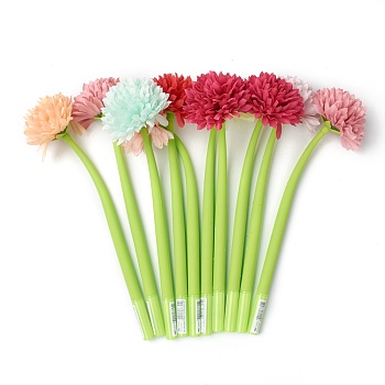 Silicone Gel Pen, 0.5mm Neutral Pen, for School Home Office Stationery Store, Chrysanthemum Shape, Mixed Color, 24cm
