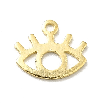 Brass Charms, Long-Lasting Plated, Cadmium Free & Lead Free, Eye, Real 24K Gold Plated, 10.5x12.5x0.8mm, Hole: 1.4mm