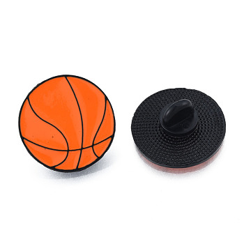 Basketball Enamel Pin, Electrophoresis Black Plated Alloy Sport Theme Badge for Backpack Clothes, Nickel Free & Lead Free, Chocolate, 26mm