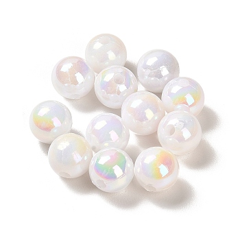 Opaque Acrylic Beads, Gradient Colorful, Round , White, 8mm, Hole: 1.8mm, about 2083pcs/500g