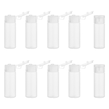 12ml PE Plastic Empty Refillable Flip Cap Bottles, with PP Plastic Lids, Squeeze Bottles for Travel Liquid Cosmetic Storage, Clear, 6.2cm, Capactiy: 12ml(0.4 fl. oz)