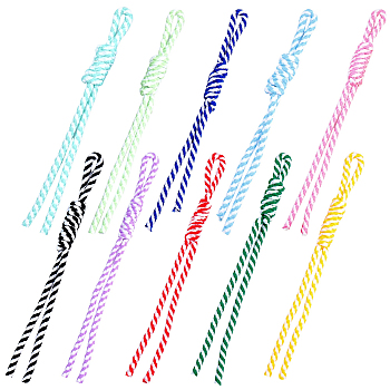 10Pcs 10 Colors Nylon Pendant Decorations for Bag Ornaments, Mixed Color, 255x13~14mm, Hole: 25x8mm, 1pc/color 