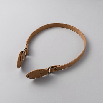 Imitation Leather Sew on Bag Handles, with Iron Findings, BurlyWood, 67x4.1x0.7cm, Hole: 1.5mm