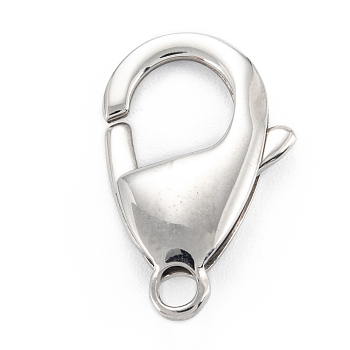 304 Stainless Steel Lobster Claw Clasps, Parrot Trigger Clasps, Stainless Steel Color, 21x13x4mm, Hole: 2.2mm