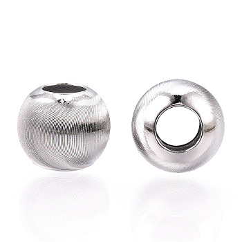 Rhodium Plated 925 Sterling Silver Beads, Cat Eye Beads, Textured Round, Real Platinum Plated, 8x7mm, Hole: 3.5mm