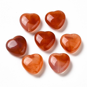 Transparent Acrylic Beads, Two Tone, Heart, Coral, 15x15.5x6.5mm, Hole: 1.4mm, about: 480pcs/500g