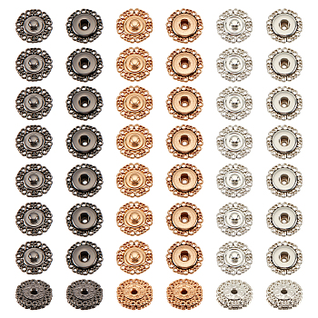 30Pcs 3 Colors Alloy & Brass Snap Buttons, Sew on Press Buttons, Garment Buttons, for Costume Jacket Coat Accessories, Mixed Color, 15x6mm, 10pcs/color