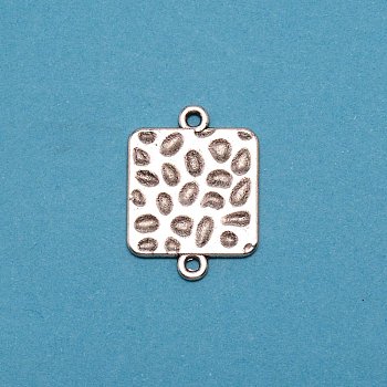 Tibetan Style Zinc Alloy Links Connectors, Cadmium Free & Lead Free, Square, Antique Silver, 26x19x1.5mm, Hole: 1.8mm