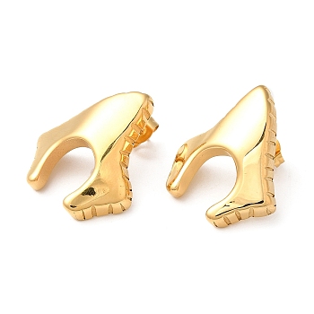 Ion Plating(IP) 304 Stainless Steel Arch Stud Earrings, Real 18K Gold Plated, 26x22.5mm
