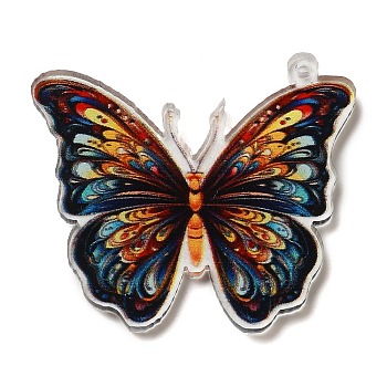 Acrylic Pendants, Animals, Butterfly, 31x32x2mm, Hole: 1.2mm