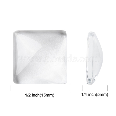 Transparent Clear Glass Square Cabochons(GGLA-A001-15mm)-2