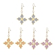 Glass Seed Beaded Cross Fleury Dangle Earrings with Round Shell Pearl(EJEW-MZ00033)-1