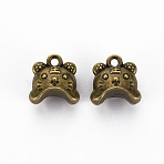 Tibetan Style Alloy Charms, Cadmium Free & Lead Free, Tiger, Antique Bronze, 12.5x12.5x7.5mm, Hole: 1.8mm(TIBEP-N010-013AB-RS)