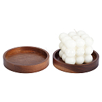 2Pcs Wood Candle Tray Candle Holders, Flat Round, Coconut Brown, 100x18mm, Inner Diameter: 89.5mm(AJEW-NB0008-64)