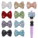 9Pcs 9 Colors Rhinestone Clay Pave Beads, Bowknot, Mixed Color, 21~22x29.5~30x9.5~10mm, Hole: 1.4~1.6mm, 1pc/color(RB-PH0001-73)