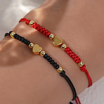 2Pcs  2 Colors 304 Stainless Steel Heart Bead Braided Bead Bracelet, Adjustable Waxed Cord Braided Bracelets for Women, with Greeting Card, Mixed Color(ZD8113-1)