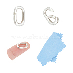 2Pcs Oval Spring Gate Rings, 1Pc Suede Fabric Square Silver Polishing Cloth, 925 Sterling Silver Plated, 13.5x8x2mm(FIND-UN0003-34B)