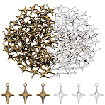 160Pcs 2 Colors Tibetan Style Alloy Pendants, Lead Free & Cadmium Free, Star, Antique Bronze & Antique Silver, 19x11.5x3mm, Hole: 1.5mm, 80pcs/color(TIBE-DC0001-21)