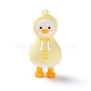 PVC Cartoon Duck Doll Pendants, for Keychains, Champagne Yellow, 61x29x25mm, Hole: 3mm(KY-C008-09)