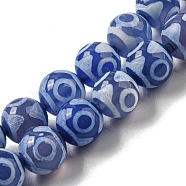 Blue Tibetan Style dZi Beads Strands, Dyed Natural Agate Beads Strands, Round with Eye Pattern, Medium Blue, 10mm, Hole: 1mm, about 34~35pcs/strand, 13.78~14.17 inch(35~36cm)(TDZI-NH0001-A03-02)