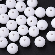 Opaque Acrylic Beads, Round, White, 14x13mm, Hole: 2.4mm  about 356pcs/500g(MACR-S370-C14mm-01)