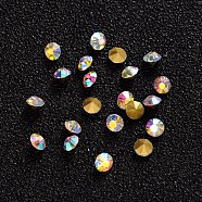 Glass Pointed Back Rhinestone, Faceted Diamond, Back Plated, Crystal AB, 3x2mm, about 1440pcs/bag(X-CR3mm11Y-1)