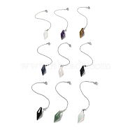 Natural & Synthetic Gemstone Pointed Dowsing Pendulums, Bullet Charm, with Rack Plating Brass Chain & Lobster Claw Clasps, Lead Free & Cadmium Free, 226~230mm, Hole: 2.5mm(G-F763-05P)