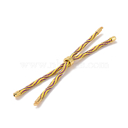 Nylon Cord Silder Bracelets, for Connector Charm Bracelet Making, with Rack Plating Golden Brass Findings, Long-Lasting Plated, Cadmium Free & Lead Free, Gold, 8-5/8~9 inch(22~22.8cm), 0.3cm, Hole: 2.6mm(MAK-C003-03G-04)