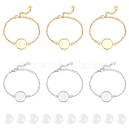 DIY Blank Dome Bracelet Making Kit, Including 304 Stainless Steel Flat Round Link Bracelet Settings, Glass Cabochons, Golden & Stainless Steel Color, 20Pcs/box(DIY-UN0004-98)
