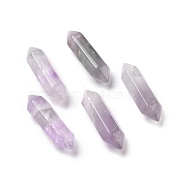 Natural Fluorite Double Terminal Pointed Pendants, Faceted Bullet Charm, 30~35x8~9x8~9mm, Hole: 1.4mm(G-C007-02B-09)