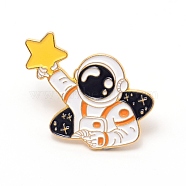 Astronaut with Star Cartoon Enamel Pin, Zinc Alloy Enamel Brooch for Jacket Backpack Hat Pant Accessories, White, 25x33x10mm(JEWB-TAC0002-38)