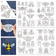 4 Sheets 11.6x8.2 Inch Stick and Stitch Embroidery Patterns, Non-woven Fabrics Water Soluble Embroidery Stabilizers, Insects, 297x210mmm(DIY-WH0455-105)