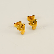 Chunk Letter 304 Stainless Steel Stud Earrings for Women, Real 18K Gold Plated, Letter Y, 7.5~8.5x5~10.5mm(EJEW-G386-01Y-G)