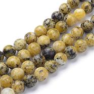 Natural Yellow Turquoise(Jasper) Beads Strands, Round, 8~9mm, Hole: 1mm, about 45~47pcs/strand, 14.9~15.1 inch(G-R345-8mm-44)