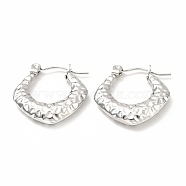 304 Stainless Steel Chunky Rhombus Hoop Earrings for Women, Stainless Steel Color, 20x19x4mm, Pin: 0.7mm(EJEW-F283-04P)