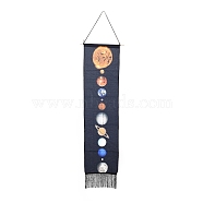 Rectangle Linen Tapestry, Wall Decoration, with Wood Bar, PP Cord, Iron Finding, Planet Pattern, 1600mm(HJEW-E001-01Y)