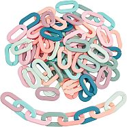 SUPERFINDINGS 80Pcs 8 Colors Opaque Spray Painted Acrylic Linking Rings, Quick Link Connectors, for Cable Chains Making, Unwelded, Oval, Mixed Color, 36x21x4mm, 10pcs/color(OACR-FH0001-022)